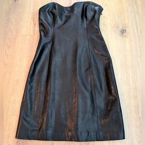 Leather front strapless mini dress by Isabel